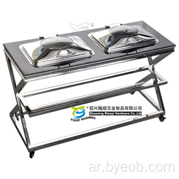 Mobile Two Buffet Chafer with Chafing Dish Table and Heater